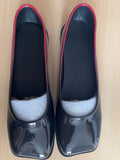 Women's Patent Ballet Flats – Burgundy / Black – UK 9 / EU 42