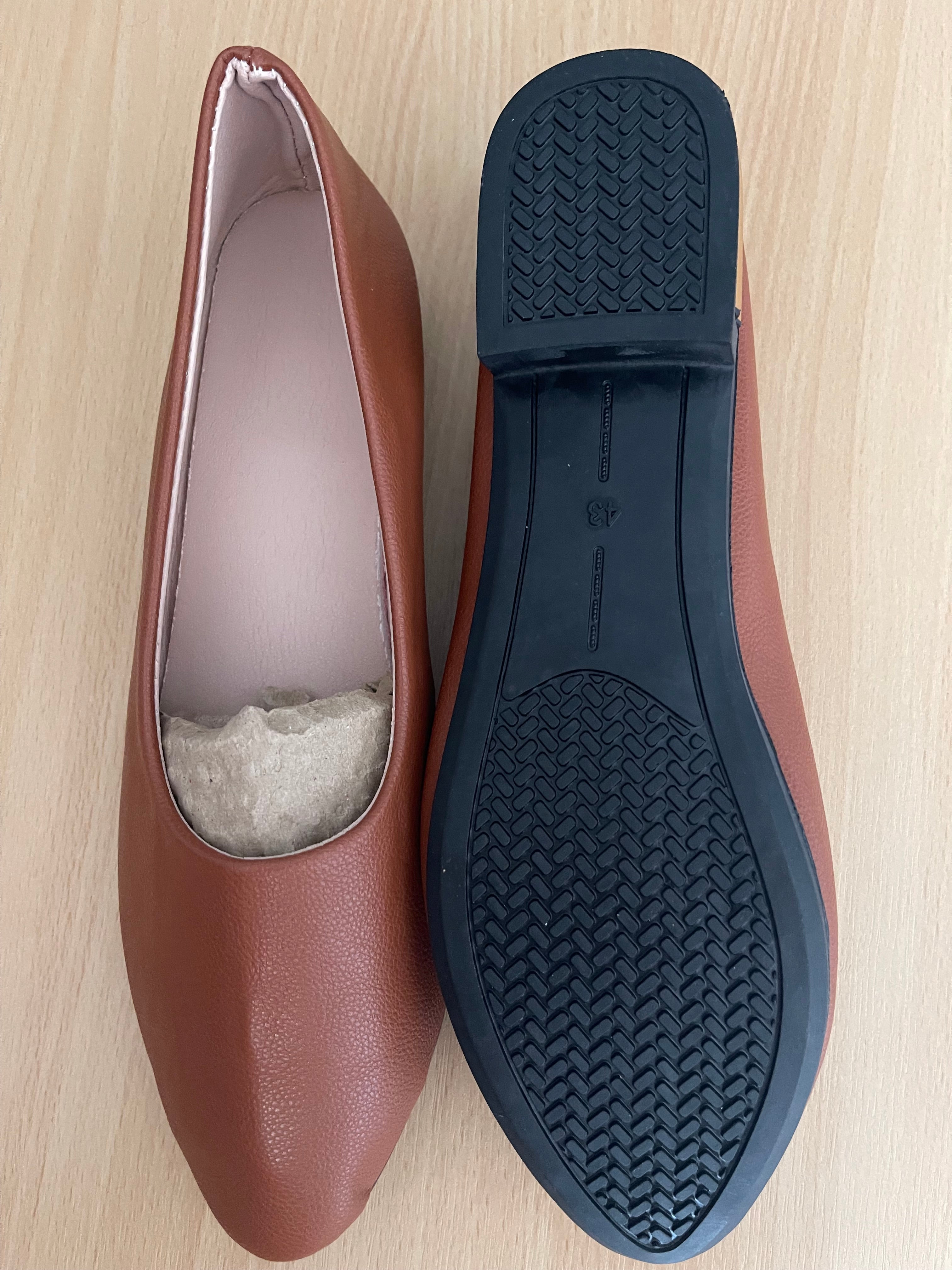 Women's Brown Pointed Toe Flats – UK 9 / EU 43 – New