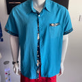 Men's Tropical Style Short Sleeve Shirt XXL – Blue