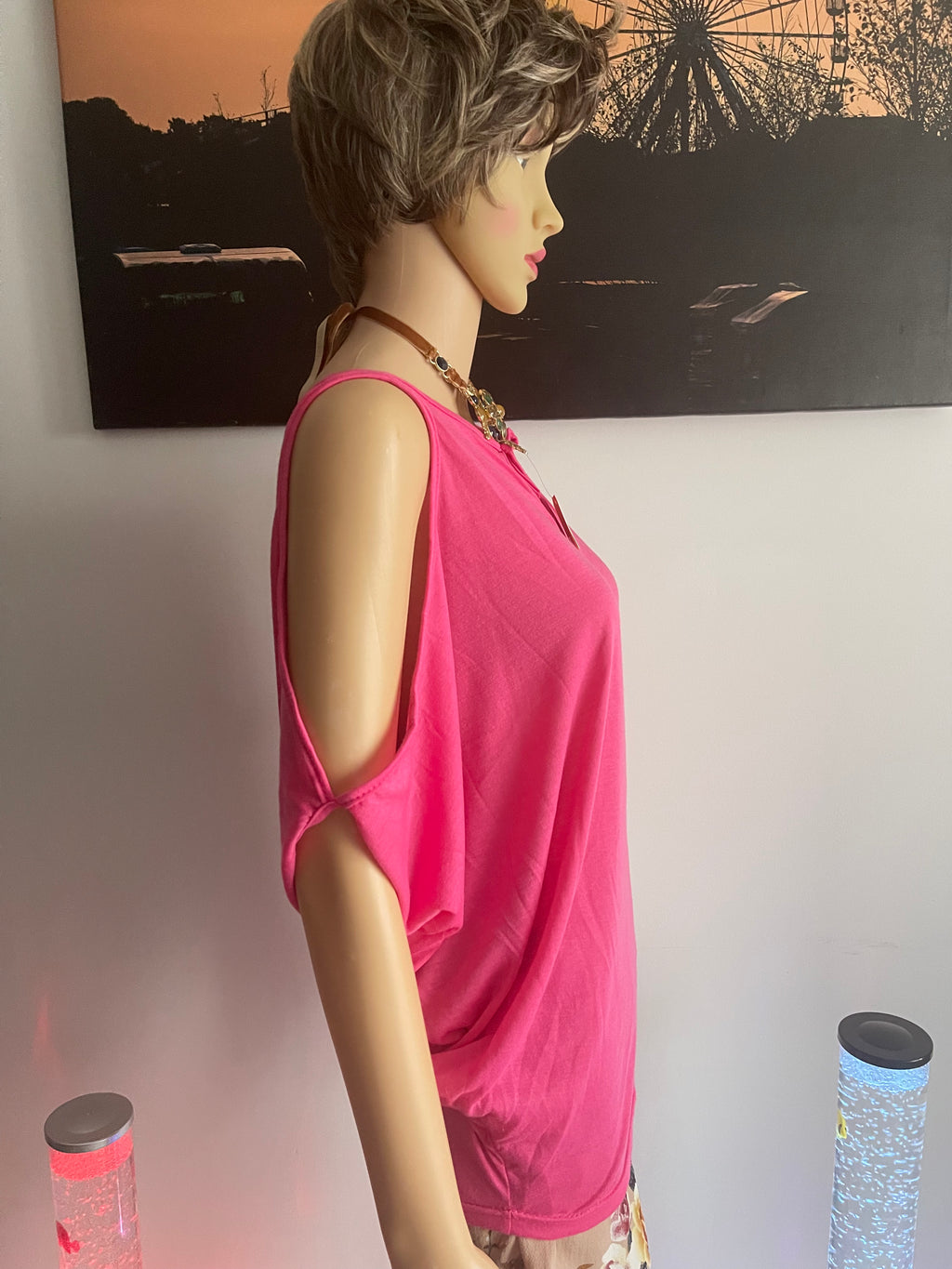 Women’s Pink Cold Shoulder Top Size 12–14