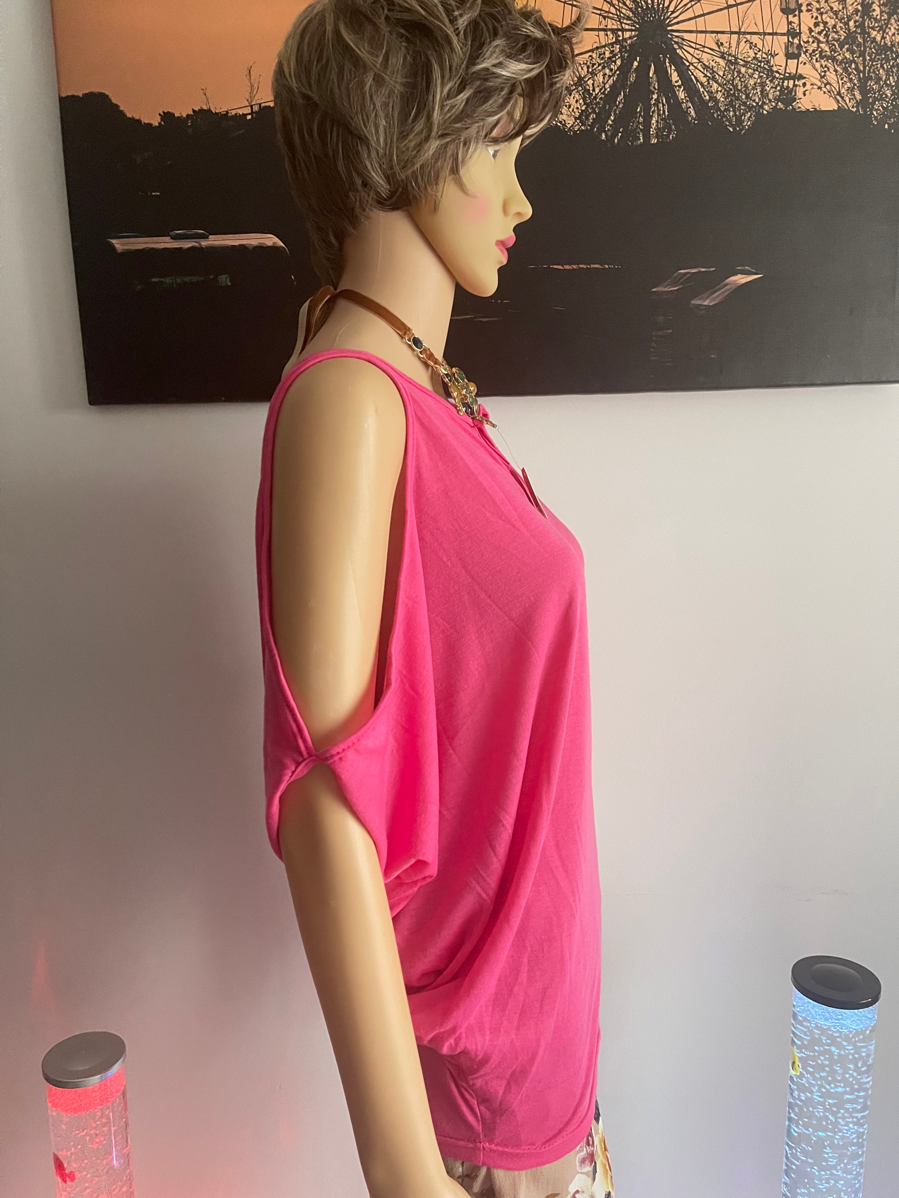 Women’s Pink Cold Shoulder Top Size 12–14